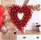 Valentine's Day Heart-Shaped Wreath Wedding Party Anniversary Wall Decor Gift Girlfriend Mother's Day Red Heart Wreath with Tinsel Red Balls Decorations for Front Door